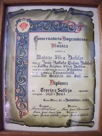Diploma do curso de Teoria e Solfejo